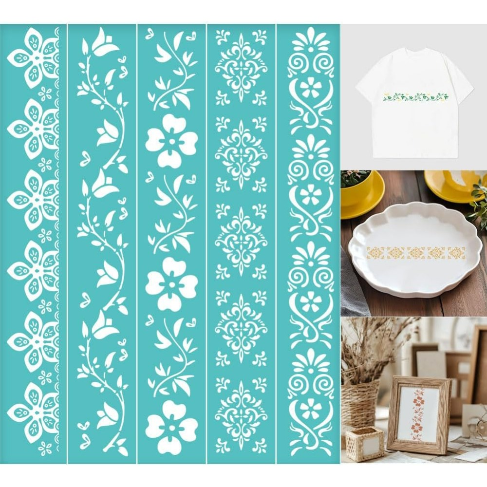 Silk Screen Printing - 2 Adet Çiçek Sınırları Serigrafi Şablon