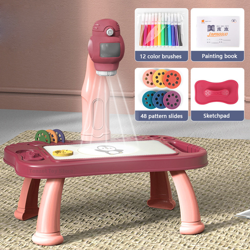 Art Craft Toys - Akıllı projektör çocuklar boyama masa seti