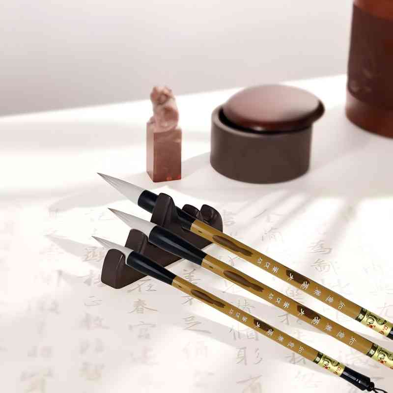Calligraphy Pen Set - Ahşap Raf Kalem Desteği ile 3