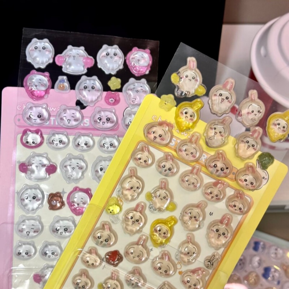 Art Craft And Cloth - Sevimli Chiikawa 3D Kristal Kabartmalı Çıkartmalar
