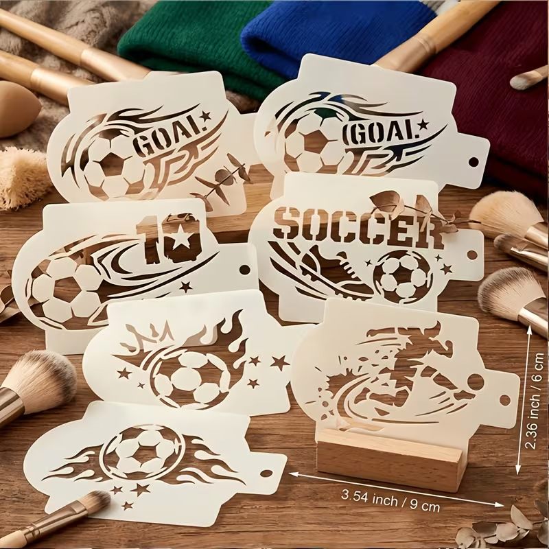 Silk Screen Printing - 6 adet futbol şablonları boyama için